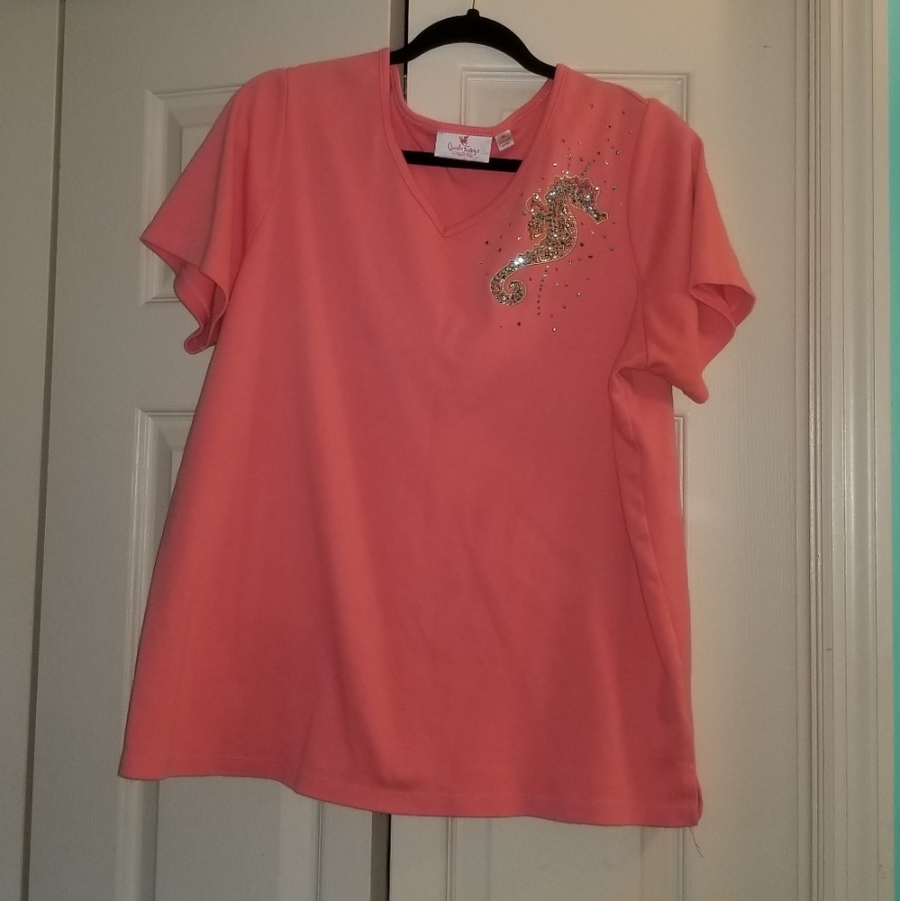 Seahorse Embellished Tee, 1XL